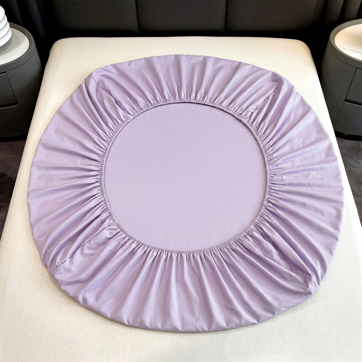 91家纺网 家纺一手货源 找家纺 慕木家纺 2026新款A类纯色印花慕丝棉床笠系列（抽空压缩可供跨境）（提供买家秀） 香薰紫