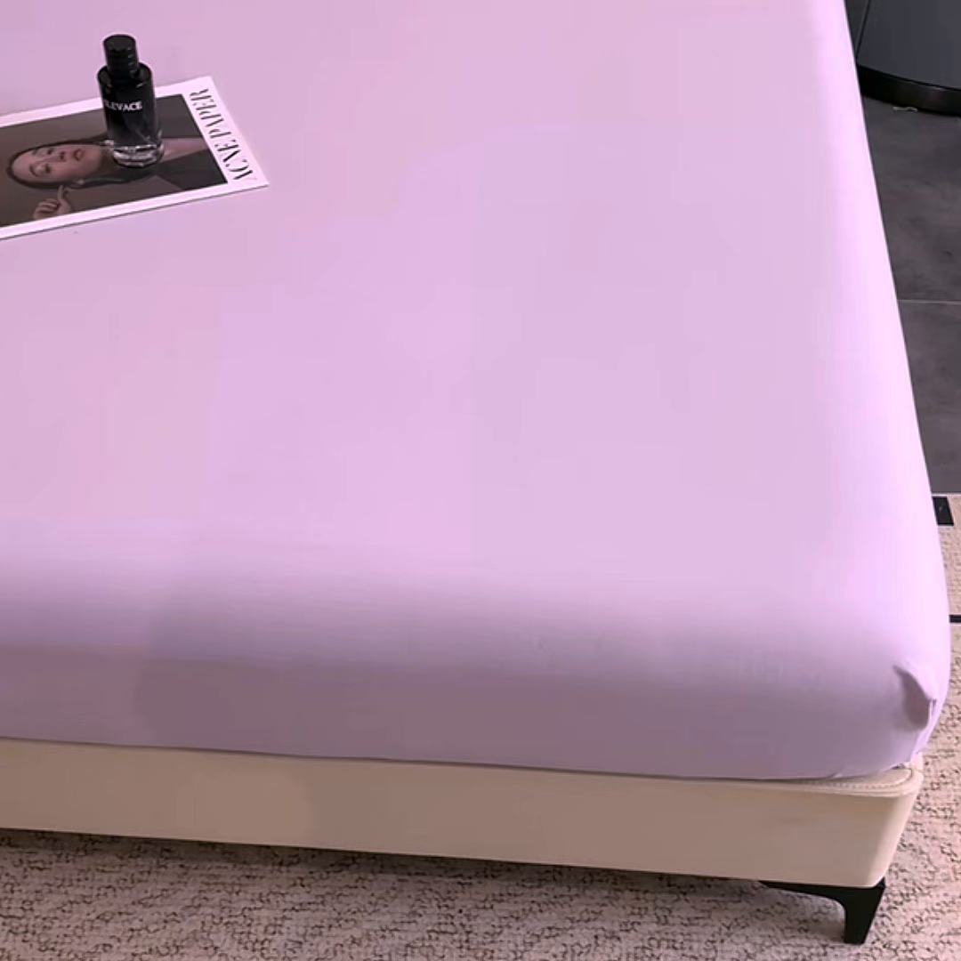 91家纺网 家纺一手货源 找家纺 慕木家纺 2026新款A类纯色印花慕丝棉床笠系列（抽空压缩可供跨境）（提供买家秀） 香薰紫