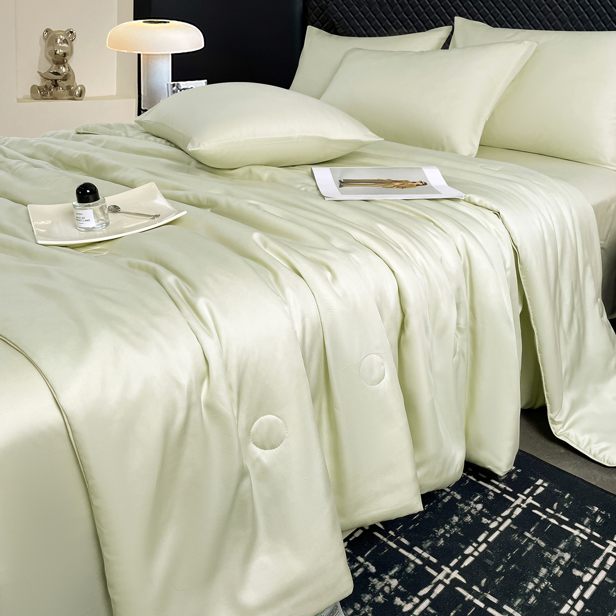 91家纺网 家纺一手货源 找家纺 （总）尊妙被业 2026春夏新款莱赛尔天丝夏被蚕蛹蛋白夏被夏凉被空调被四件套-纯色款