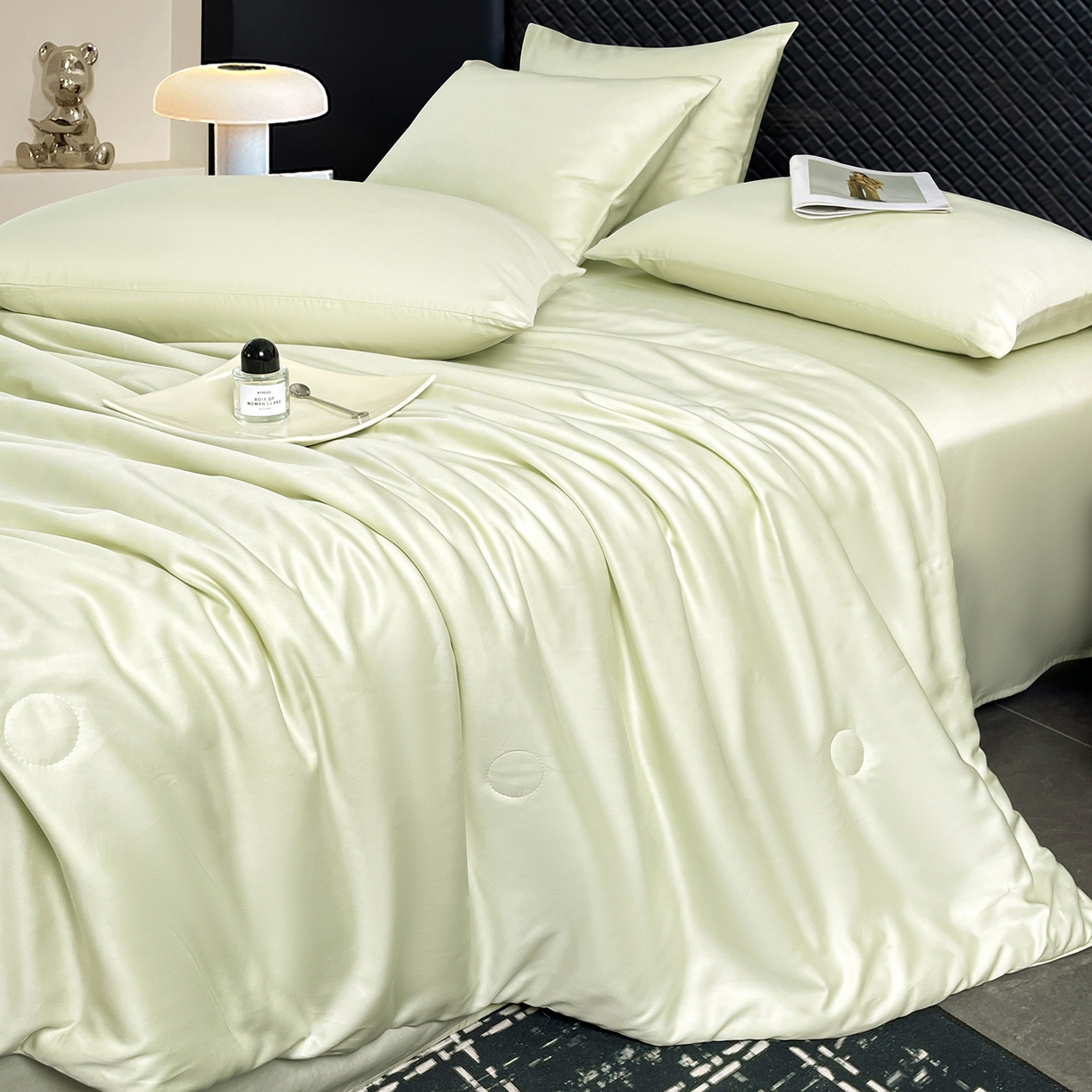 91家纺网 家纺一手货源 找家纺 （总）尊妙被业 2026春夏新款莱赛尔天丝夏被蚕蛹蛋白夏被夏凉被空调被四件套-纯色款