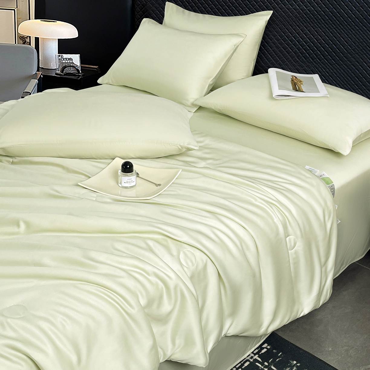 91家纺网 家纺一手货源 找家纺 （总）尊妙被业 2026春夏新款莱赛尔天丝夏被蚕蛹蛋白夏被夏凉被空调被四件套-纯色款