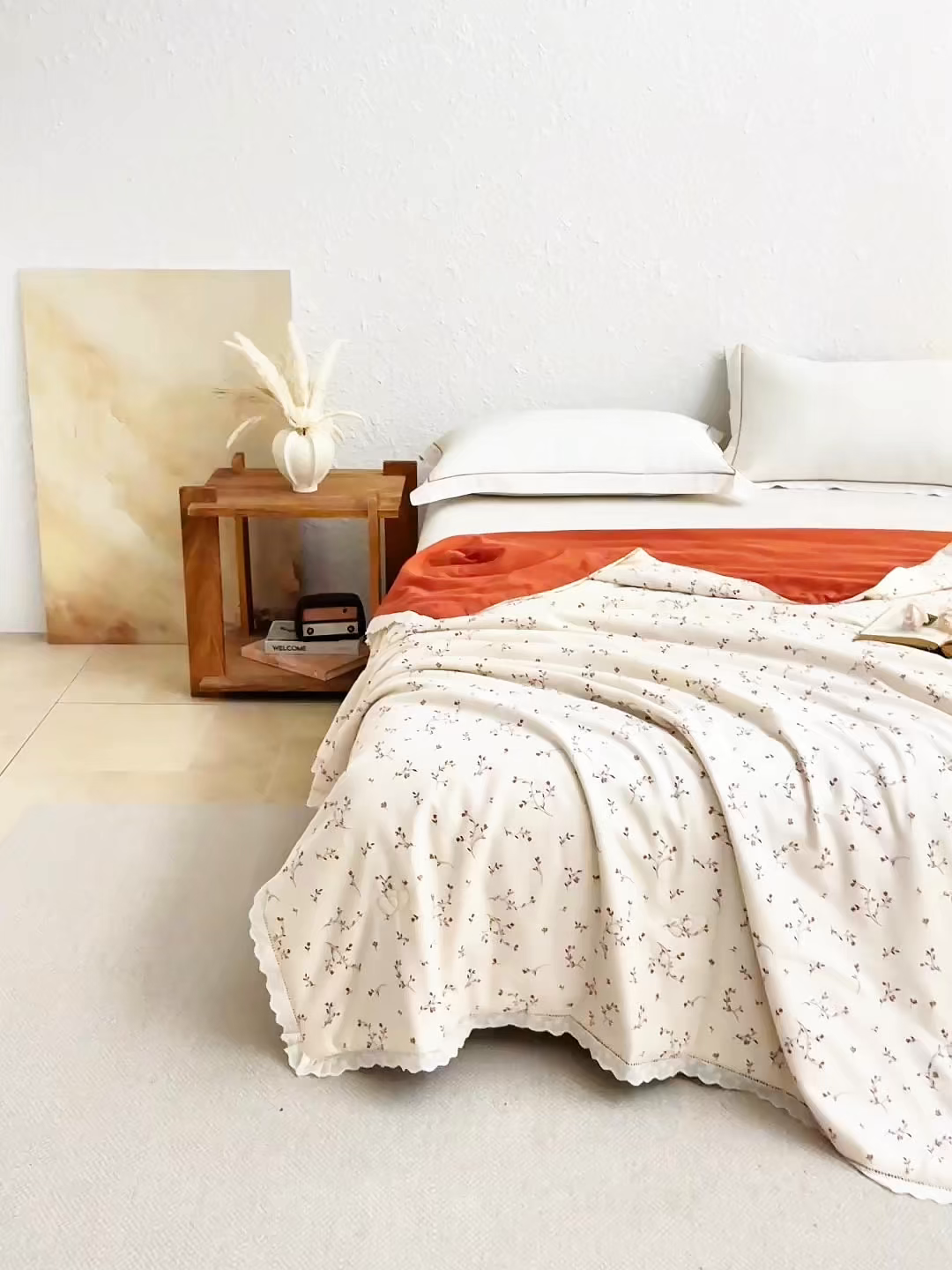 91家纺网 家纺一手货源 找家纺 蜜柚 2026新款麻本纪韩版复古雨露棉麻夏被夏凉被空调被 虞美人