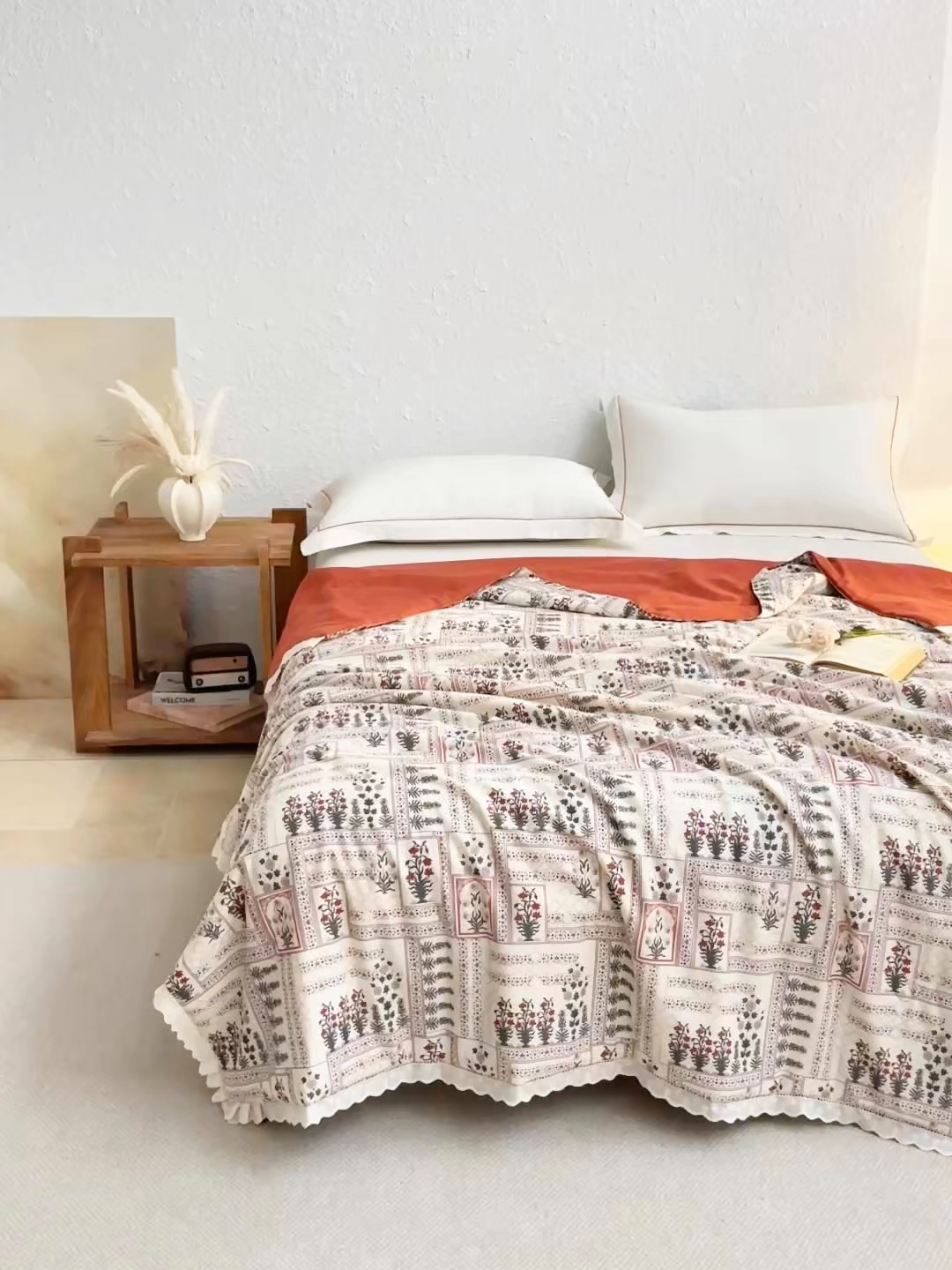 91家纺网 家纺一手货源 找家纺 蜜柚 2026新款麻本纪韩版复古雨露棉麻夏被夏凉被空调被 幸运草