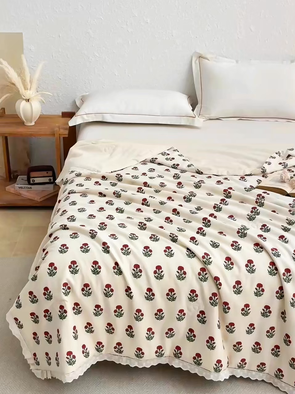 91家纺网 家纺一手货源 找家纺 蜜柚 2026新款麻本纪韩版复古雨露棉麻夏被夏凉被空调被 国风花