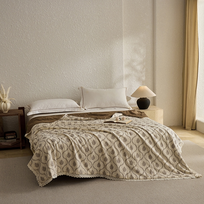 91家纺网 家纺一手货源 找家纺 蜜柚 2026新款麻本纪韩版复古雨露棉麻夏被夏凉被空调被 倾城