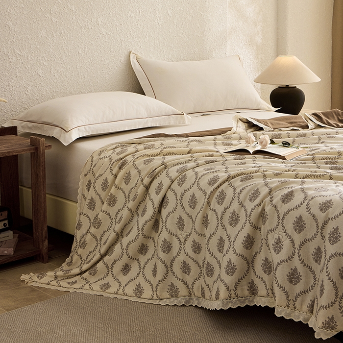 91家纺网 家纺一手货源 找家纺 蜜柚 2026新款麻本纪韩版复古雨露棉麻夏被夏凉被空调被 倾城