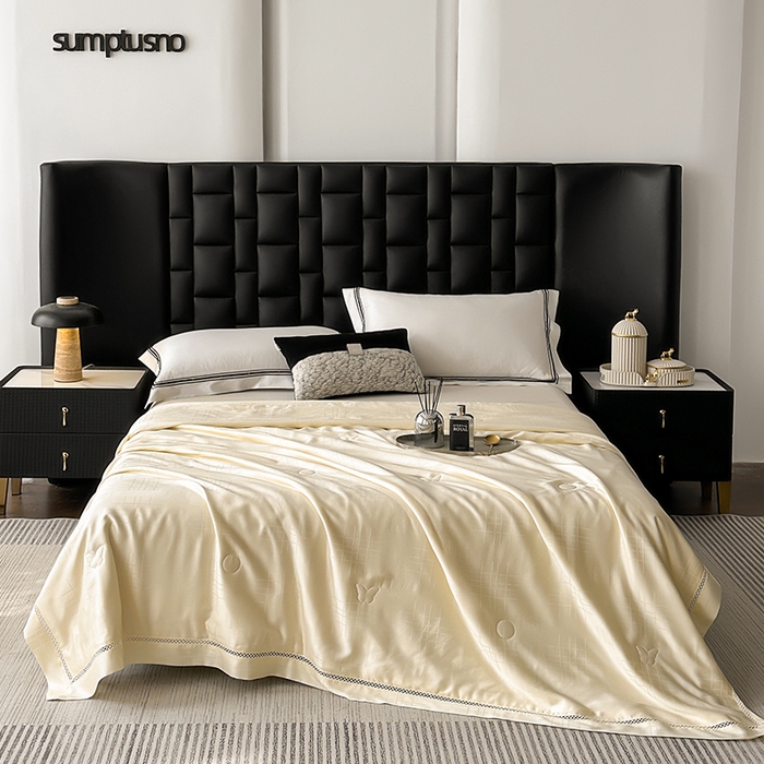 91家纺网 家纺一手货源 找家纺 （总）蜜柚 2026新款卡伦50s莱赛尔天丝提花夏被夏凉被空调被