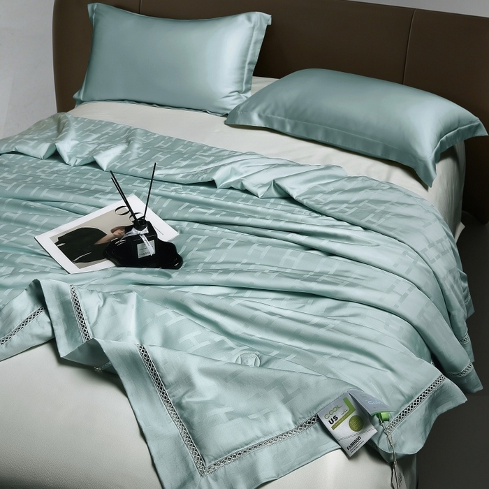 91家纺网 家纺一手货源 找家纺 蜜柚 2026新款卡伦50s莱赛尔天丝提花夏被夏凉被空调被 卡伦蓝