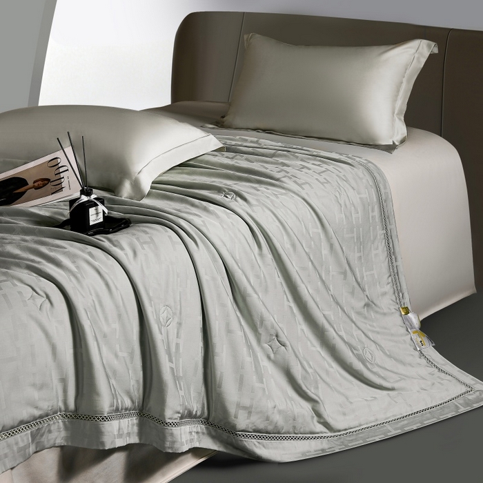 91家纺网 家纺一手货源 找家纺 蜜柚 2026新款卡伦50s莱赛尔天丝提花夏被夏凉被空调被 卡伦灰