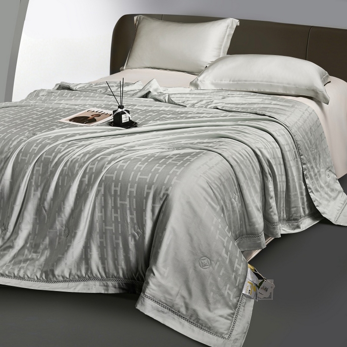 91家纺网 家纺一手货源 找家纺 蜜柚 2026新款卡伦50s莱赛尔天丝提花夏被夏凉被空调被 卡伦灰