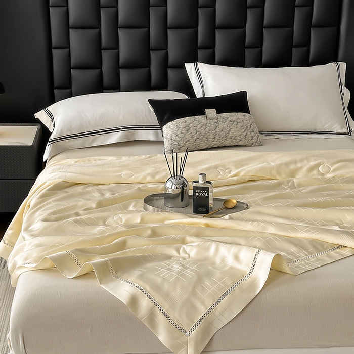 91家纺网 家纺一手货源 找家纺 蜜柚 2026新款卡伦50s莱赛尔天丝提花夏被夏凉被空调被 卡伦米