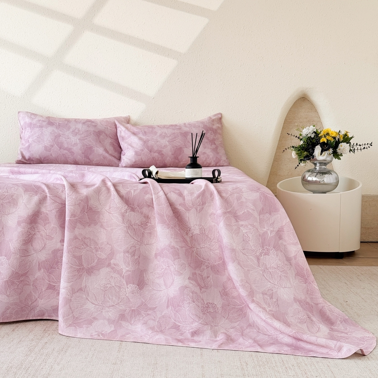 91家纺网 家纺一手货源 找家纺 （总）遇安家纺 2026年新款原棉老粗布凉席三件套