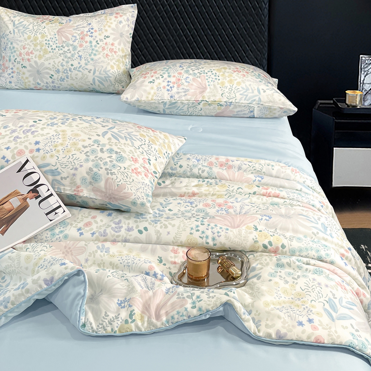 91家纺网 家纺一手货源 找家纺 （总）尊妙被业 2026春夏新款莱赛尔天丝夏被蚕蛹蛋白夏被夏凉被空调被四件套-印花款