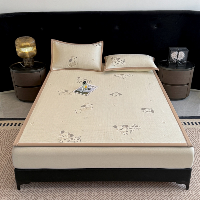 91家纺网 家纺一手货源 找家纺 喜梦缘家纺 2026新款复合中分子PE100%聚乙烯乙纶色织提花凉感软凉席席子 腊肠狗