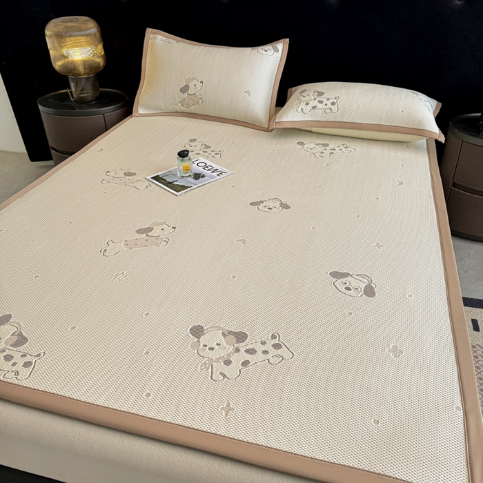 91家纺网 家纺一手货源 找家纺 喜梦缘家纺 2026新款复合中分子PE100%聚乙烯乙纶色织提花凉感软凉席席子 腊肠狗