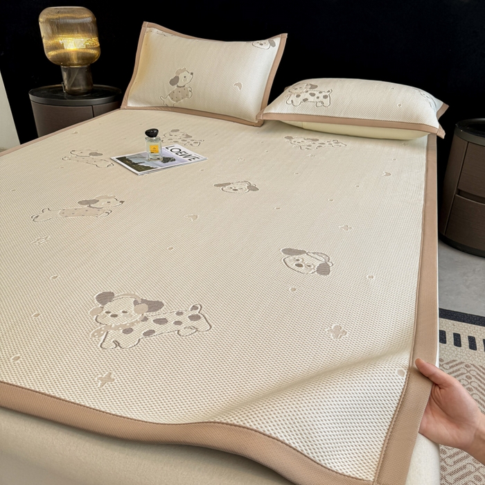 91家纺网 家纺一手货源 找家纺 喜梦缘家纺 2026新款复合中分子PE100%聚乙烯乙纶色织提花凉感软凉席席子 腊肠狗