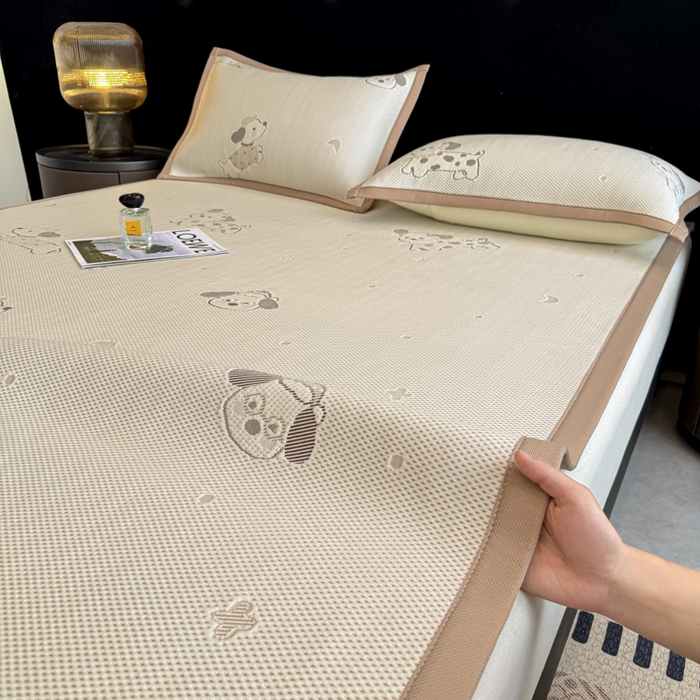 91家纺网 家纺一手货源 找家纺 喜梦缘家纺 2026新款复合中分子PE100%聚乙烯乙纶色织提花凉感软凉席席子 腊肠狗