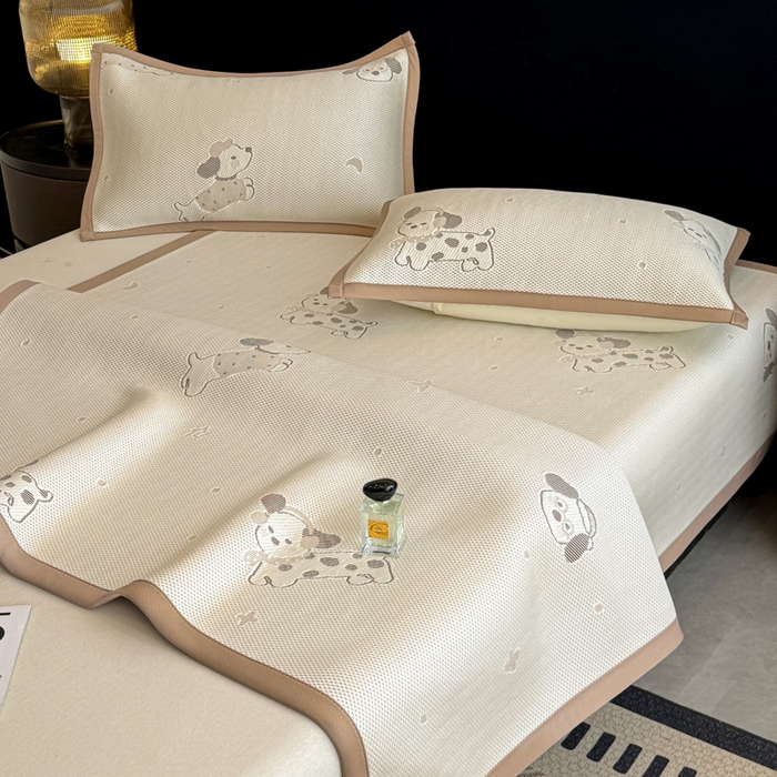 91家纺网 家纺一手货源 找家纺 喜梦缘家纺 2026新款复合中分子PE100%聚乙烯乙纶色织提花凉感软凉席席子 腊肠狗