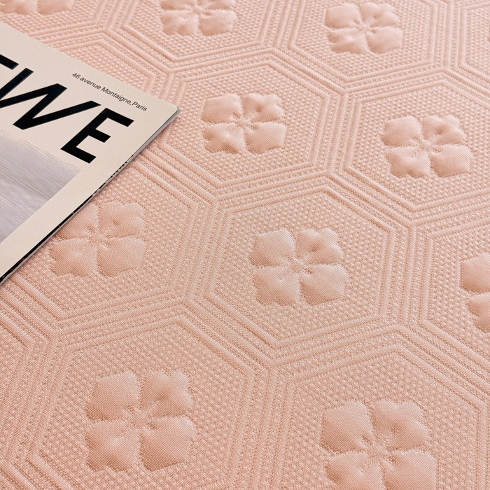 91家纺网 家纺一手货源 找家纺 喜梦缘家纺 2026新款复合中分子PE100%聚乙烯乙纶色织提花凉感软凉席席子 四叶草-粉