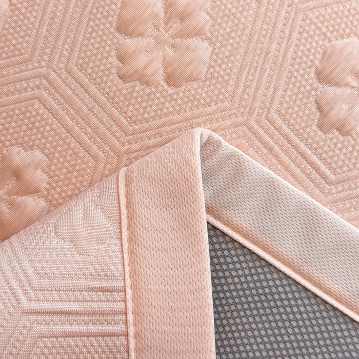 91家纺网 家纺一手货源 找家纺 喜梦缘家纺 2026新款复合中分子PE100%聚乙烯乙纶色织提花凉感软凉席席子 四叶草-粉