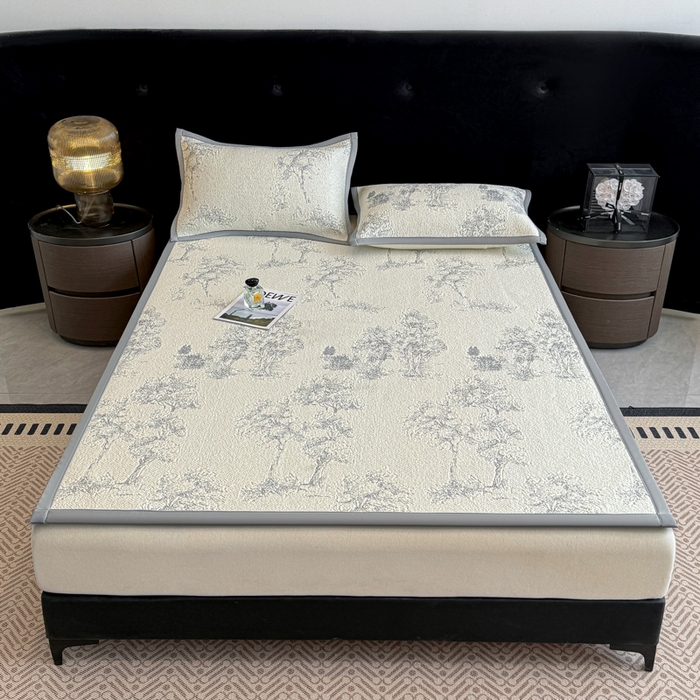 91家纺网 家纺一手货源 找家纺 喜梦缘家纺 2026新款复合中分子PE100%聚乙烯乙纶色织提花凉感软凉席席子 雾林