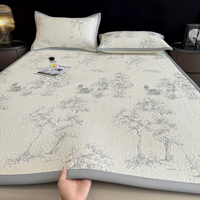 91家纺网 家纺一手货源 找家纺 喜梦缘家纺 2026新款复合中分子PE100%聚乙烯乙纶色织提花凉感软凉席席子 雾林