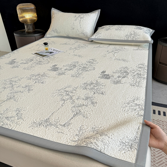 91家纺网 家纺一手货源 找家纺 喜梦缘家纺 2026新款复合中分子PE100%聚乙烯乙纶色织提花凉感软凉席席子 雾林