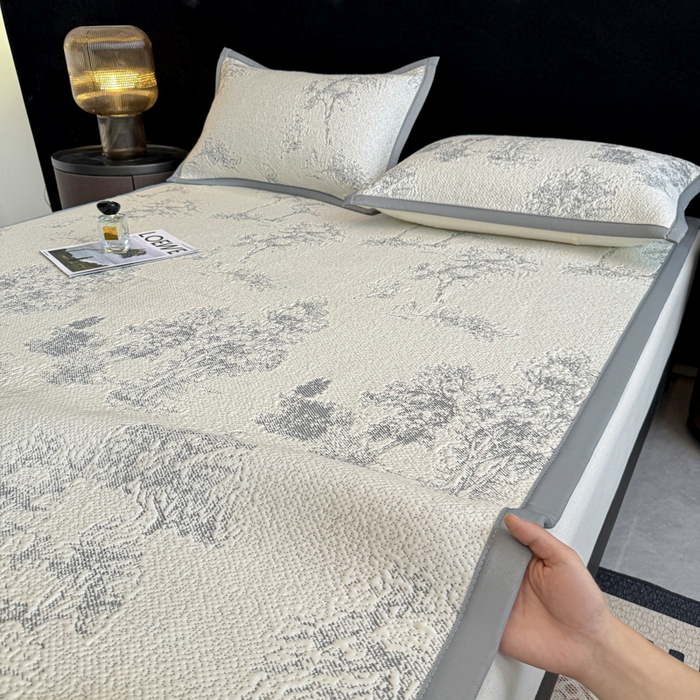 91家纺网 家纺一手货源 找家纺 喜梦缘家纺 2026新款复合中分子PE100%聚乙烯乙纶色织提花凉感软凉席席子 雾林