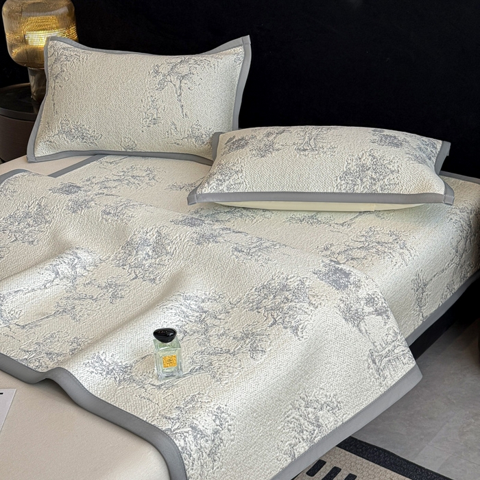 91家纺网 家纺一手货源 找家纺 喜梦缘家纺 2026新款复合中分子PE100%聚乙烯乙纶色织提花凉感软凉席席子 雾林