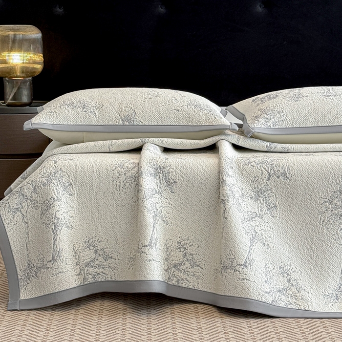 91家纺网 家纺一手货源 找家纺 喜梦缘家纺 2026新款复合中分子PE100%聚乙烯乙纶色织提花凉感软凉席席子 雾林