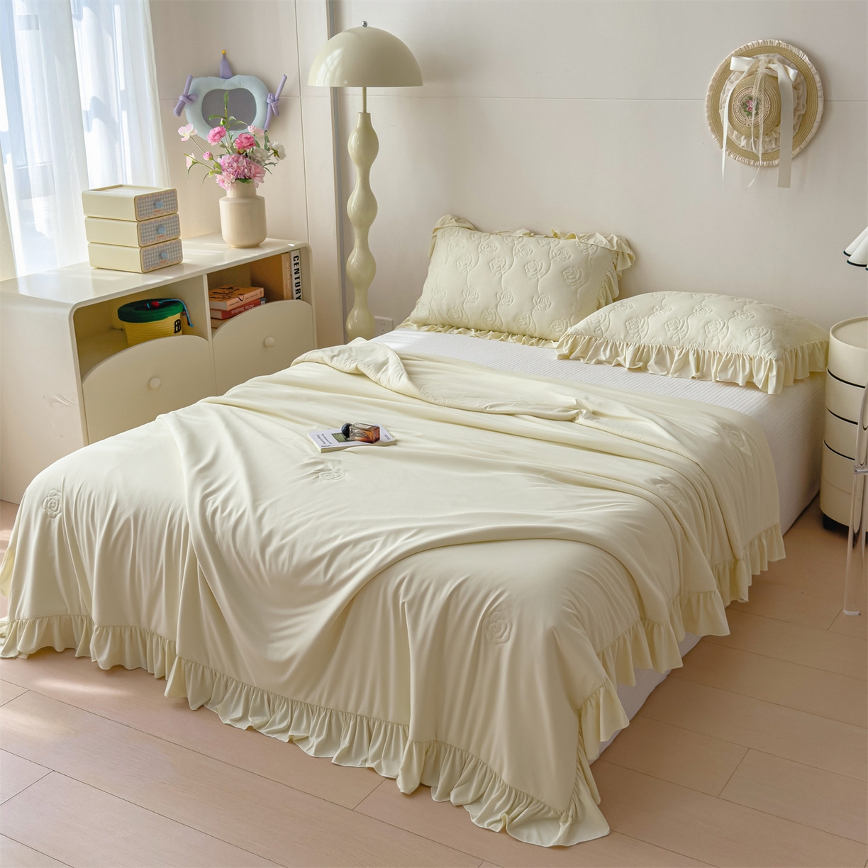 91家纺网 家纺一手货源 找家纺 （总）雯豆家纺 【10A抗菌】2026新款氨纶凉感丝花边夏被夏凉被夏季冰丝空调被子被芯