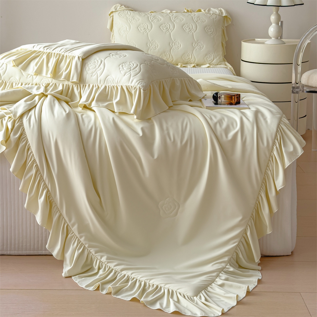 91家纺网 家纺一手货源 找家纺 （总）雯豆家纺 【10A抗菌】2026新款氨纶凉感丝花边夏被夏凉被夏季冰丝空调被子被芯