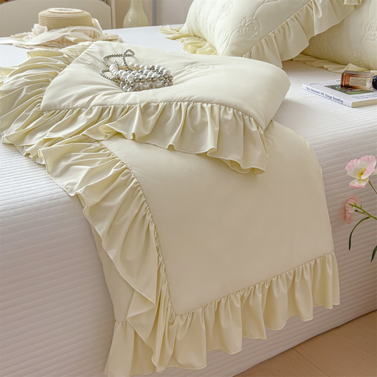 91家纺网 家纺一手货源 找家纺 （总）雯豆家纺 【10A抗菌】2026新款氨纶凉感丝花边夏被夏凉被夏季冰丝空调被子被芯