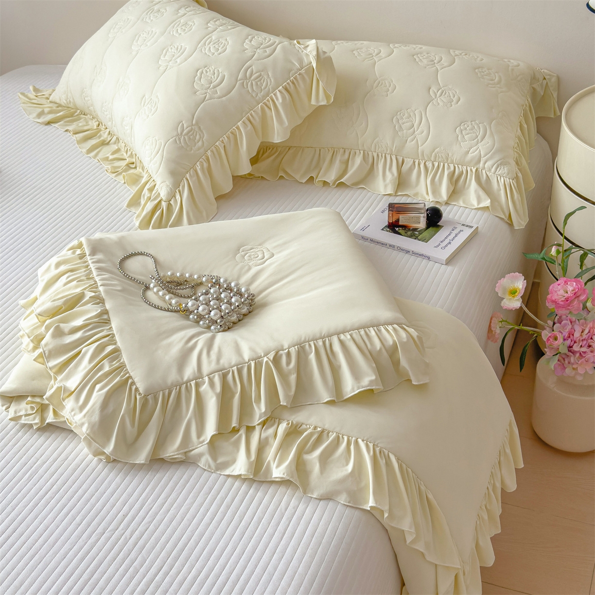 91家纺网 家纺一手货源 找家纺 （总）雯豆家纺 【10A抗菌】2026新款氨纶凉感丝花边夏被夏凉被夏季冰丝空调被子被芯