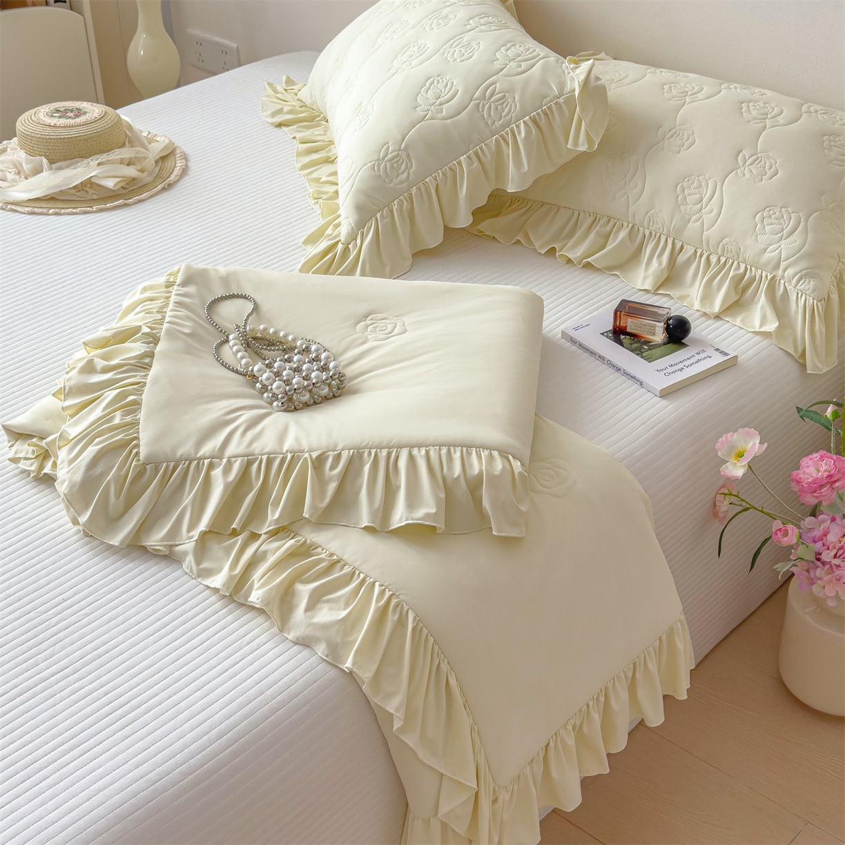 91家纺网 家纺一手货源 找家纺 （总）雯豆家纺 【10A抗菌】2026新款氨纶凉感丝花边夏被夏凉被夏季冰丝空调被子被芯