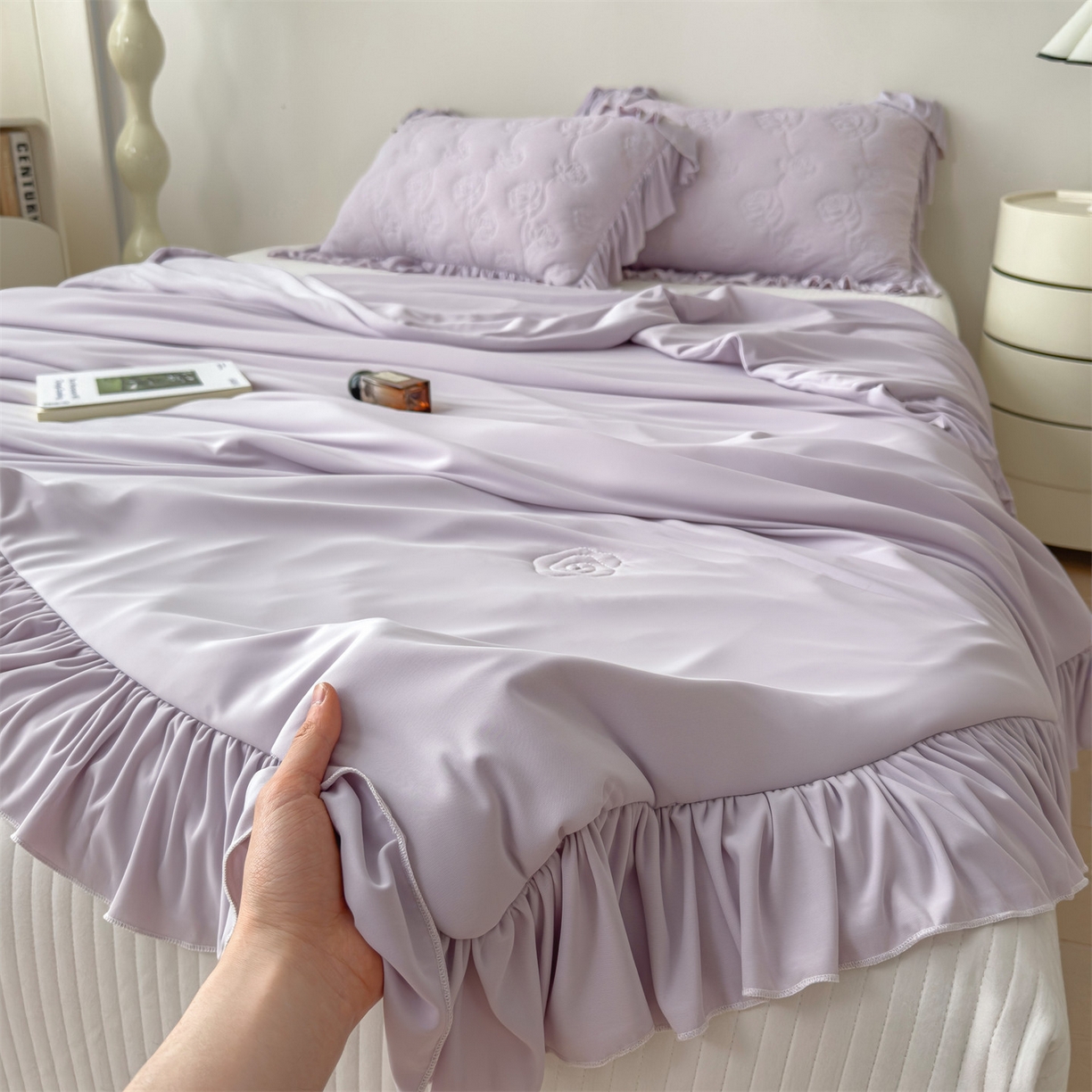 91家纺网 家纺一手货源 找家纺 （总）雯豆家纺 【10A抗菌】2026新款氨纶凉感丝花边夏被夏凉被夏季冰丝空调被子被芯