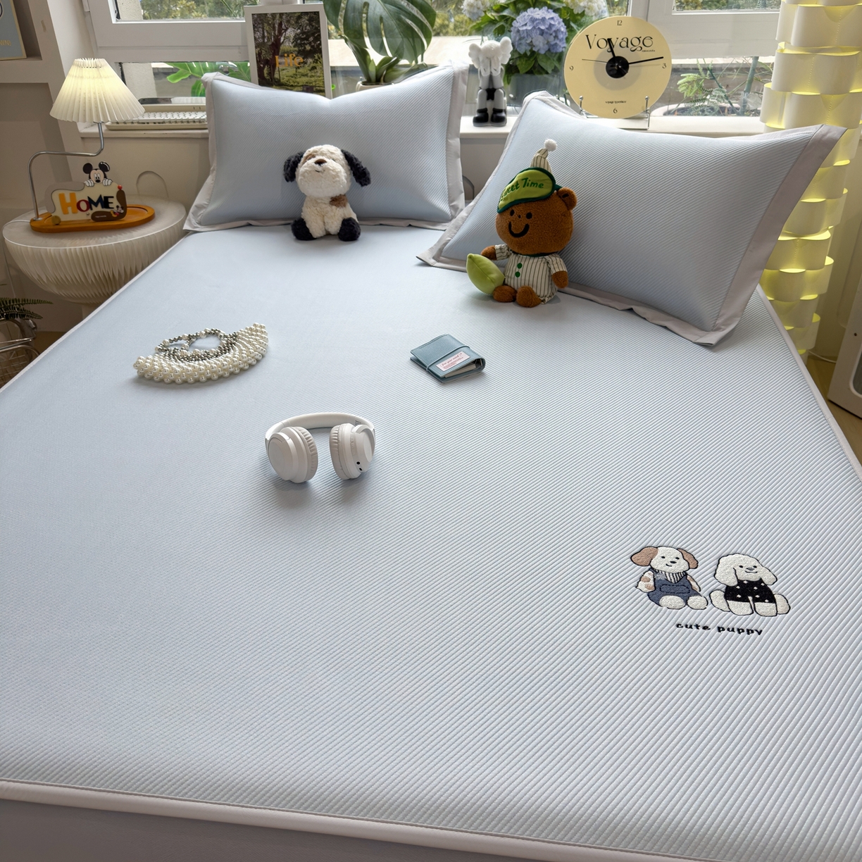 91家纺网 家纺一手货源 找家纺 眠多宝（绒多宝） 2026新款可机洗冰豆豆冰丝席凉席席子a类母婴级婴儿可用凉感值过0.21夏天 可爱小狗床笠款