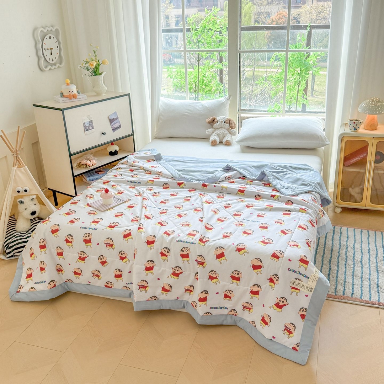 91家纺网 家纺一手货源 找家纺 雅萱家纺 2026新款里外全棉棉花夏被蜡笔小新系列 夏被-多变小新