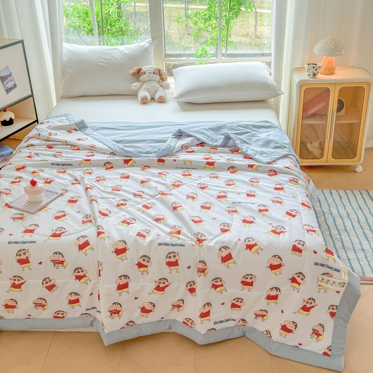 91家纺网 家纺一手货源 找家纺 雅萱家纺 2026新款里外全棉棉花夏被蜡笔小新系列 夏被-多变小新