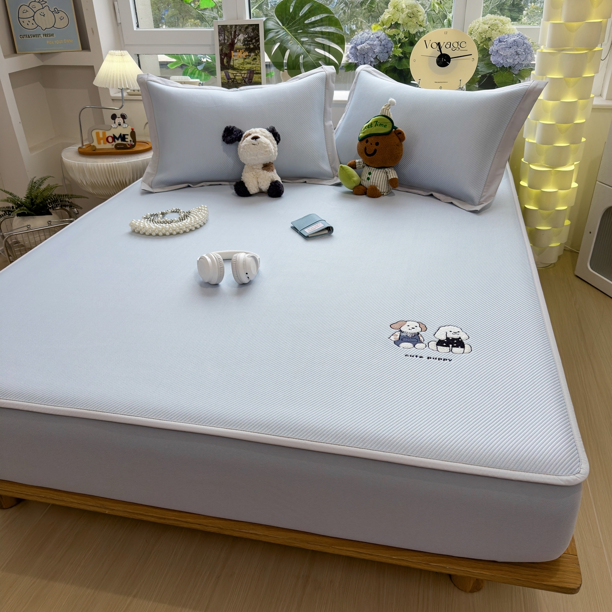 91家纺网 家纺一手货源 找家纺 眠多宝（绒多宝） 2026新款可机洗冰豆豆冰丝席凉席席子a类母婴级婴儿可用凉感值过0.21夏天 可爱小狗床笠款