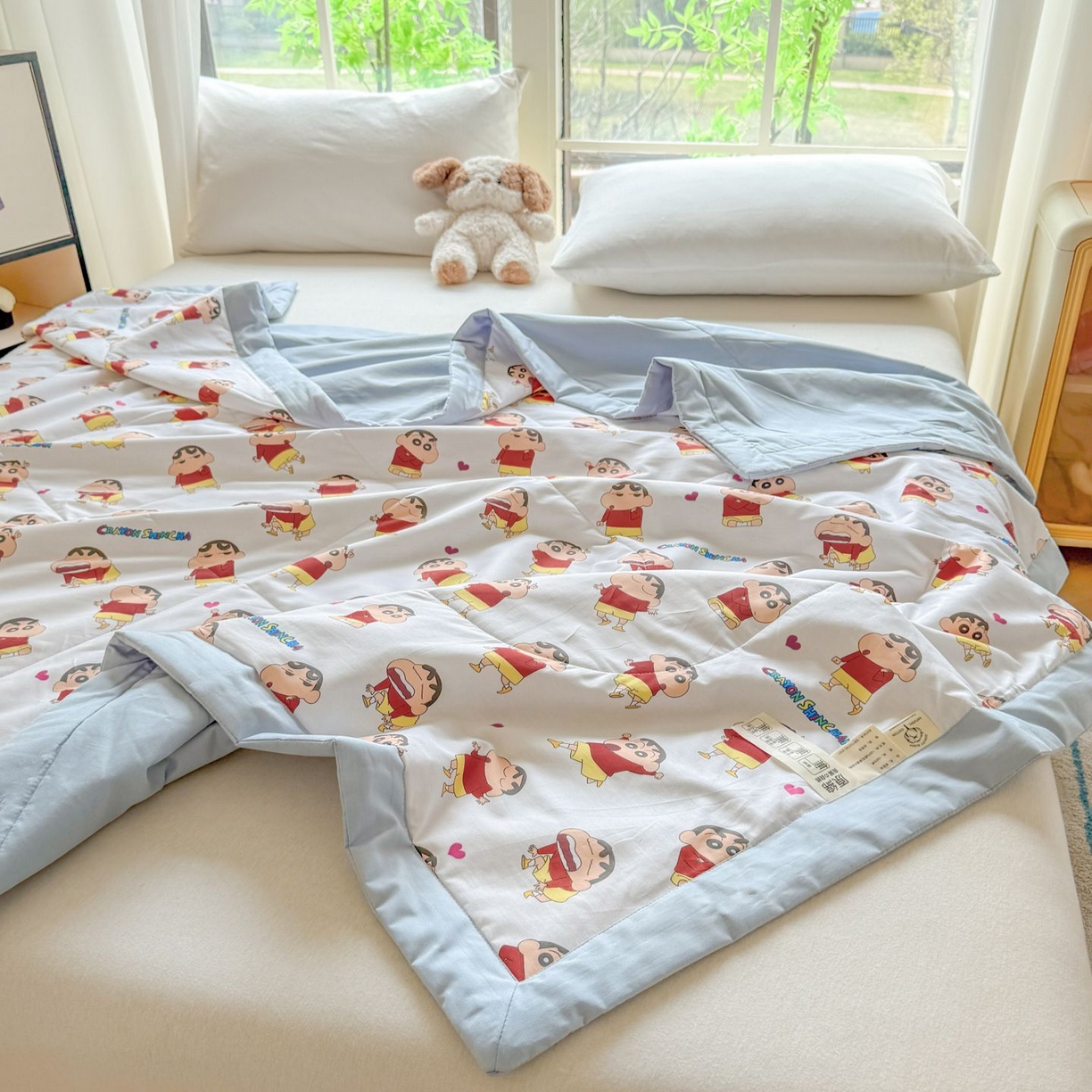 91家纺网 家纺一手货源 找家纺 雅萱家纺 2026新款里外全棉棉花夏被蜡笔小新系列 夏被-多变小新