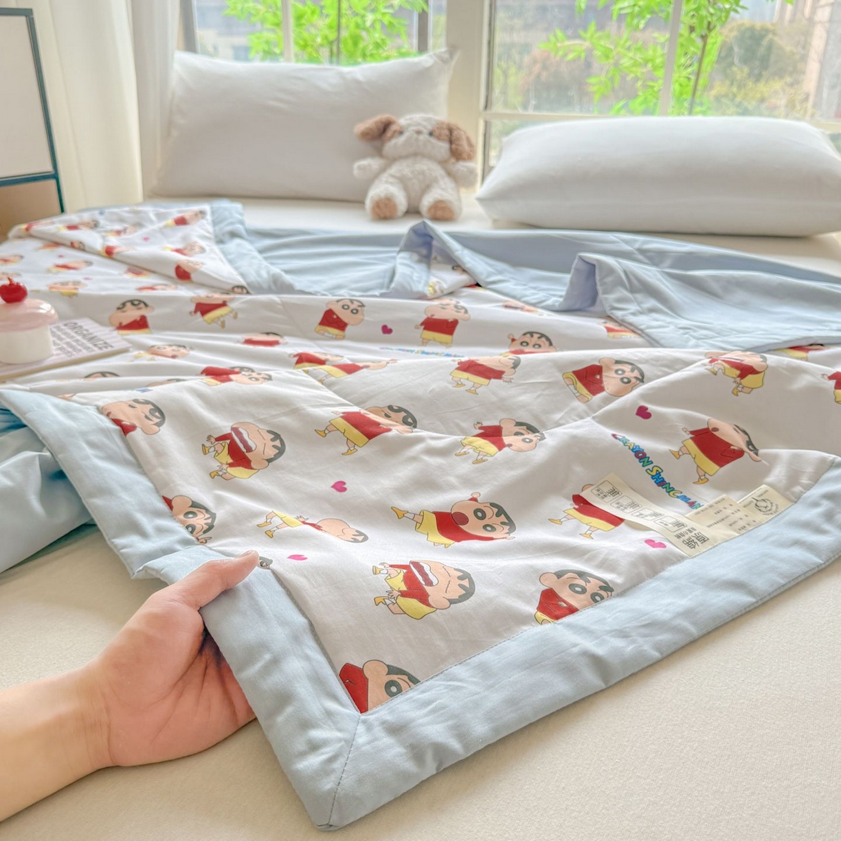 91家纺网 家纺一手货源 找家纺 雅萱家纺 2026新款里外全棉棉花夏被蜡笔小新系列 夏被-多变小新