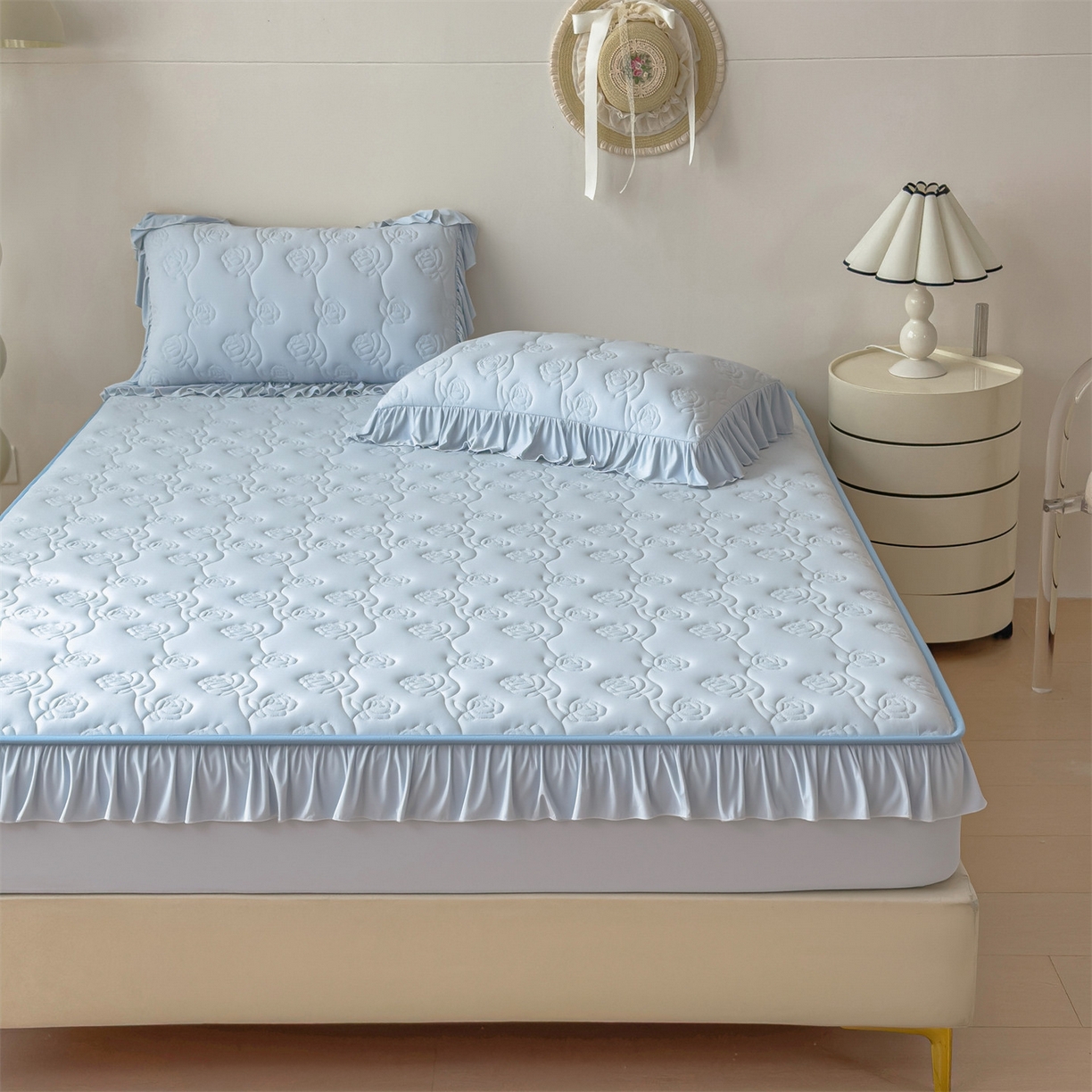 91家纺网 家纺一手货源 找家纺 （总）雯豆家纺 【10A抗菌】2026新款氨纶凉感丝花边枕套单只一对装夏季冰丝枕芯保护套