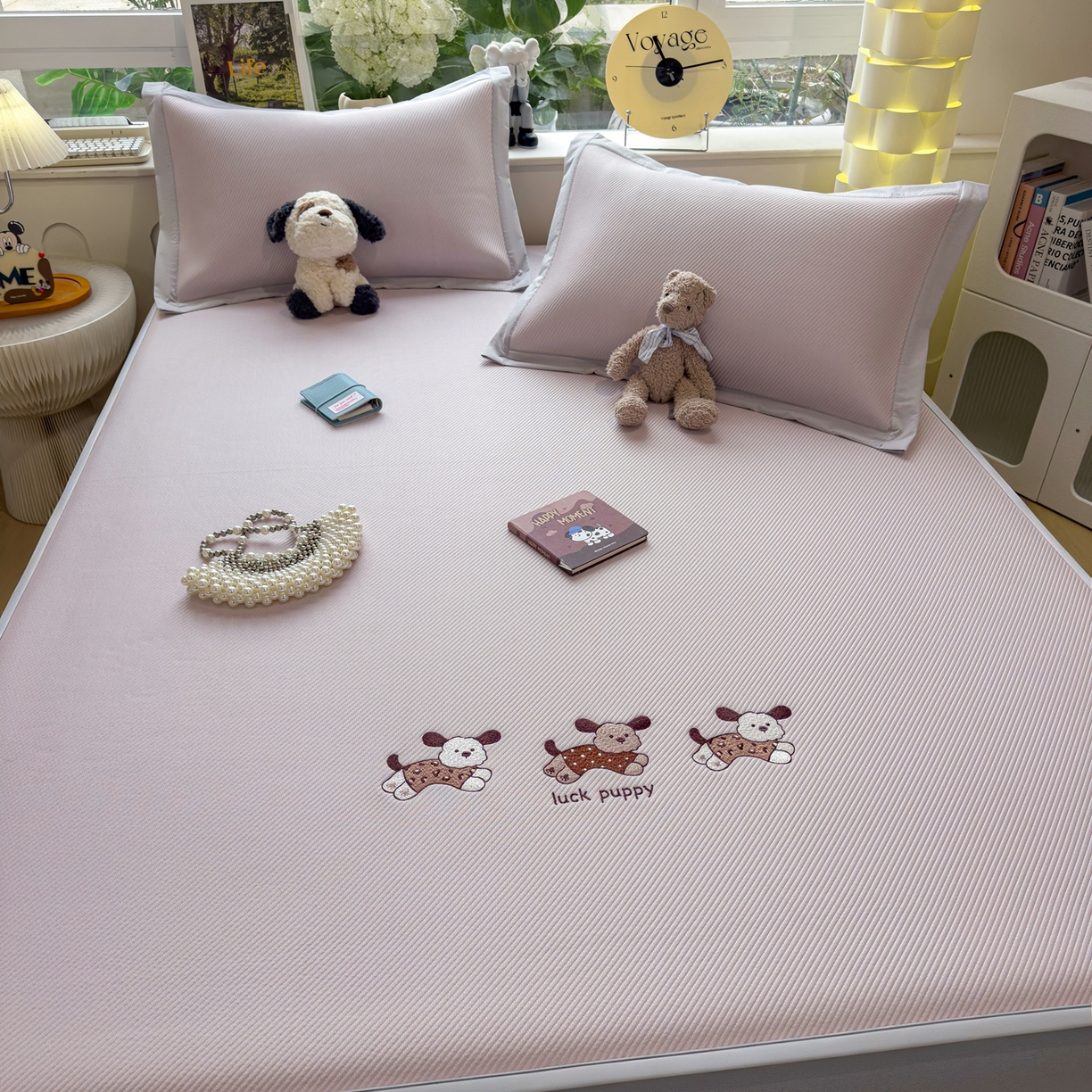 91家纺网 家纺一手货源 找家纺 眠多宝（绒多宝） 2026新款可机洗冰豆豆冰丝席凉席席子a类母婴级婴儿可用凉感值过0.21夏天 趴趴狗床笠款