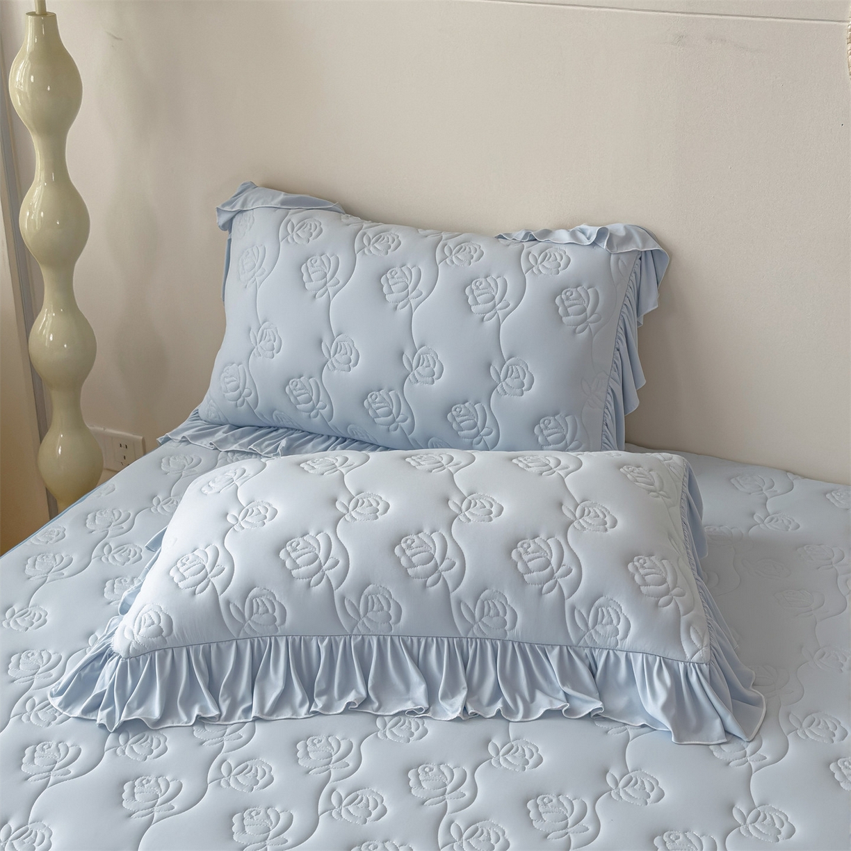 91家纺网 家纺一手货源 找家纺 （总）雯豆家纺 【10A抗菌】2026新款氨纶凉感丝花边枕套单只一对装夏季冰丝枕芯保护套