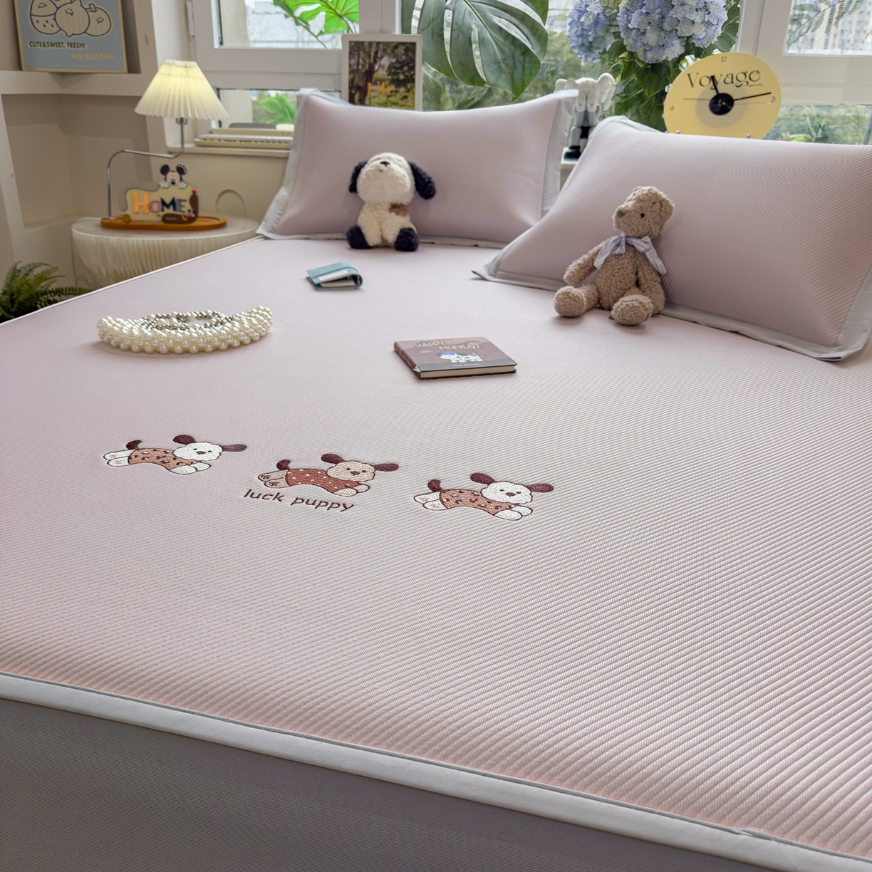 91家纺网 家纺一手货源 找家纺 眠多宝（绒多宝） 2026新款可机洗冰豆豆冰丝席凉席席子a类母婴级婴儿可用凉感值过0.21夏天 趴趴狗床笠款