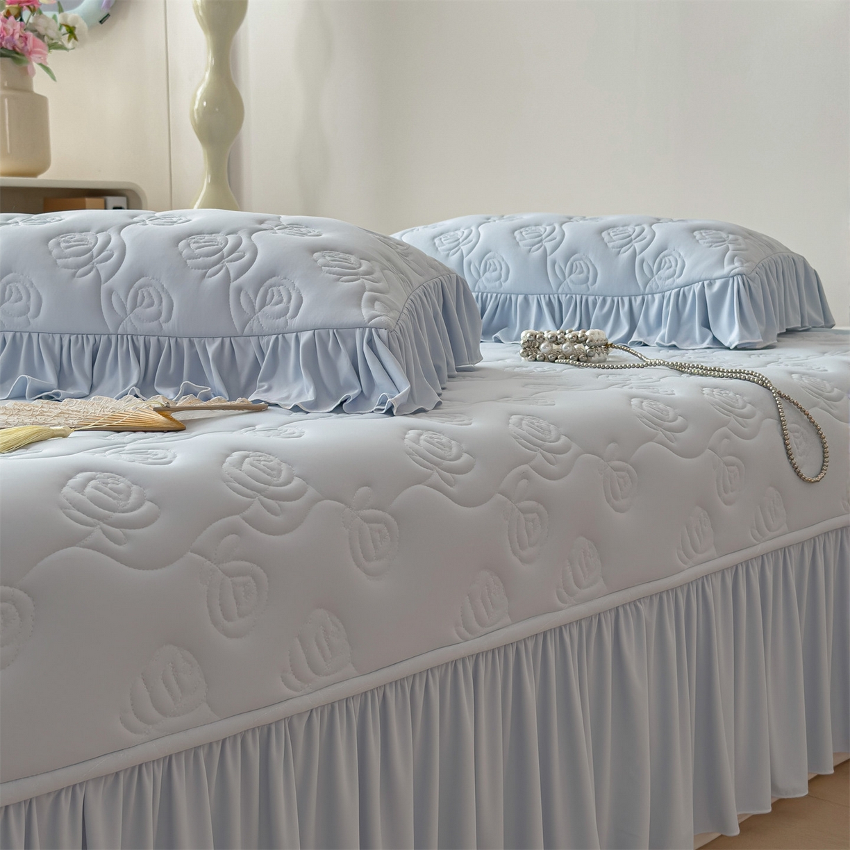 91家纺网 家纺一手货源 找家纺 （总）雯豆家纺 【10A抗菌】2026新款氨纶凉感丝花边枕套单只一对装夏季冰丝枕芯保护套