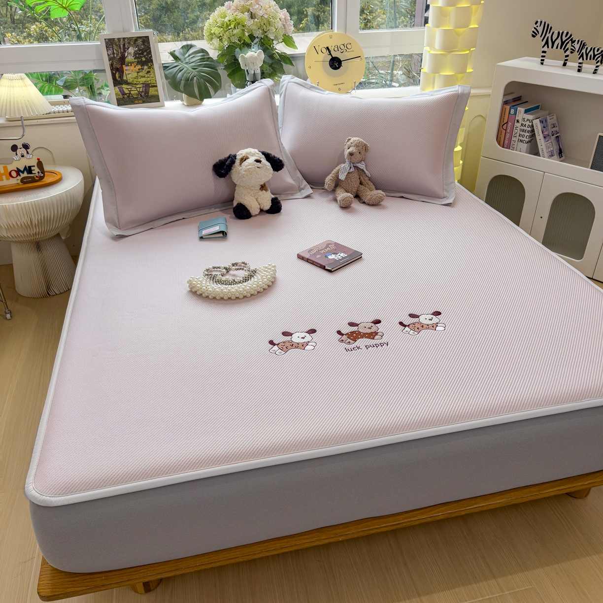 91家纺网 家纺一手货源 找家纺 眠多宝（绒多宝） 2026新款可机洗冰豆豆冰丝席凉席席子a类母婴级婴儿可用凉感值过0.21夏天 趴趴狗床笠款