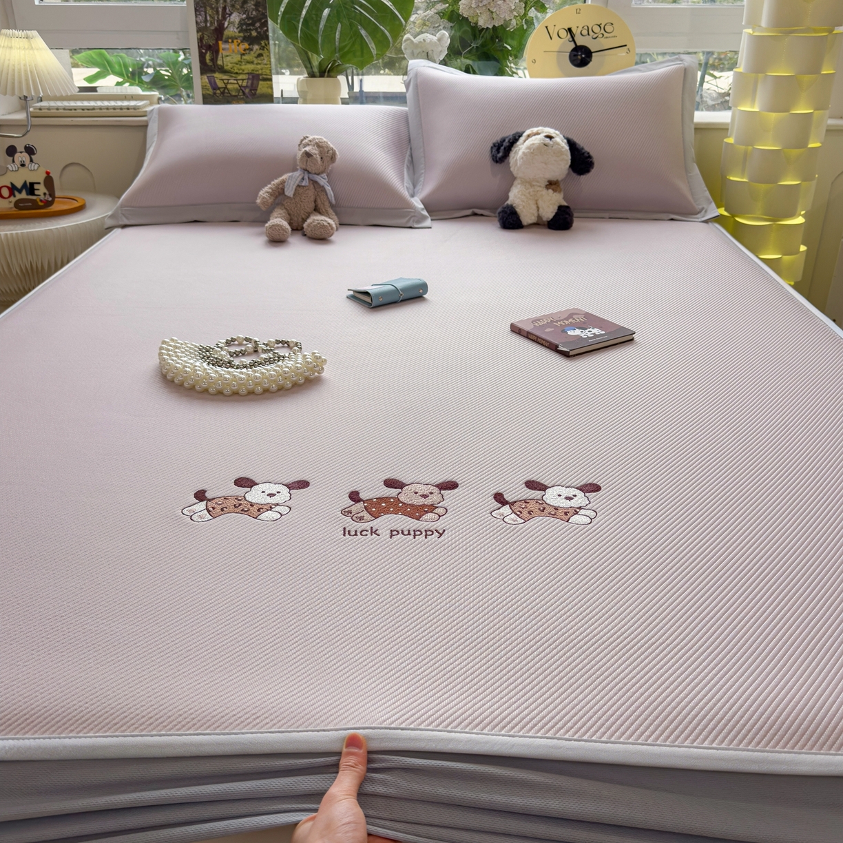 91家纺网 家纺一手货源 找家纺 眠多宝（绒多宝） 2026新款可机洗冰豆豆冰丝席凉席席子a类母婴级婴儿可用凉感值过0.21夏天 趴趴狗床笠款