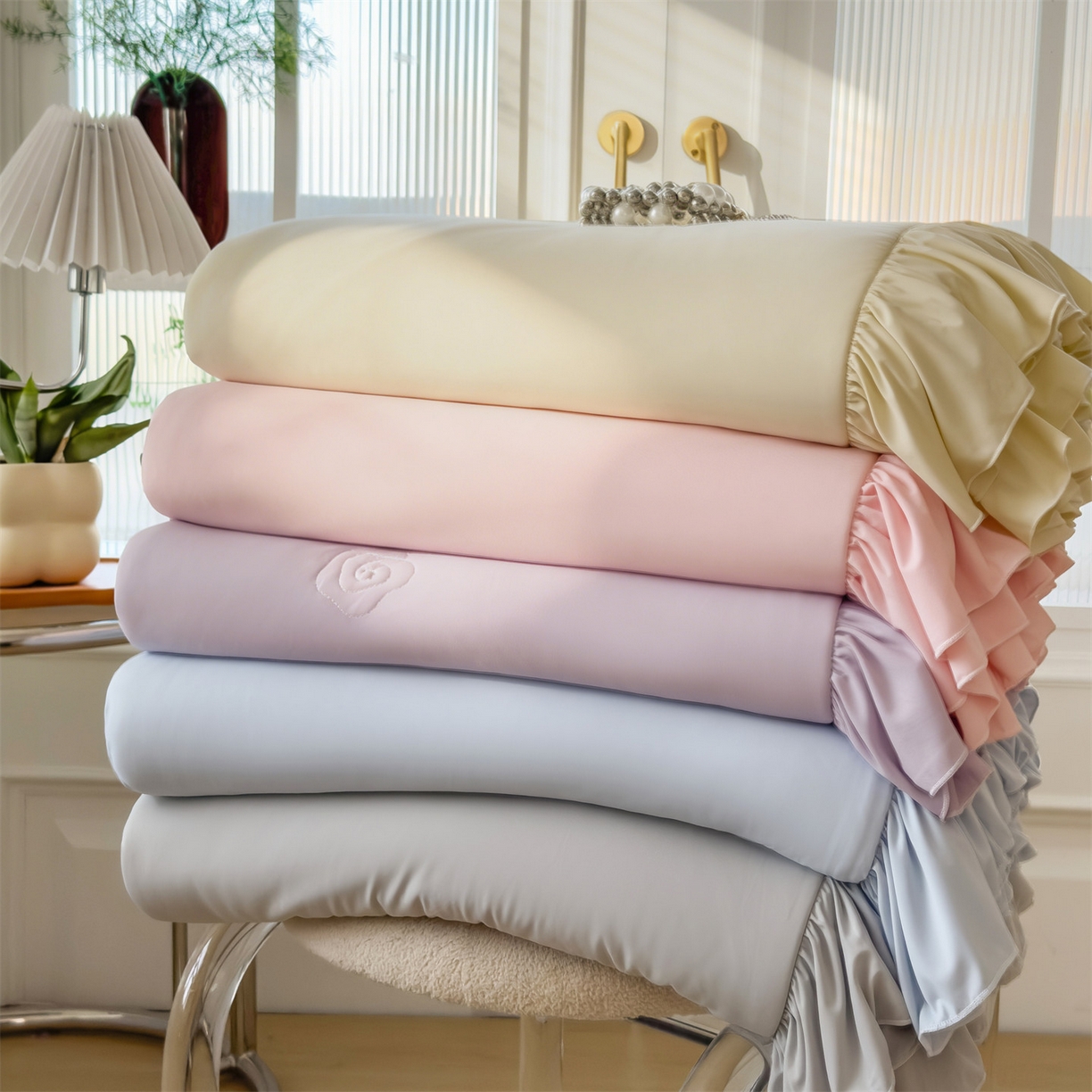 91家纺网 家纺一手货源 找家纺 （总）雯豆家纺 【10A抗菌】2026新款氨纶凉感丝花边枕套单只一对装夏季冰丝枕芯保护套